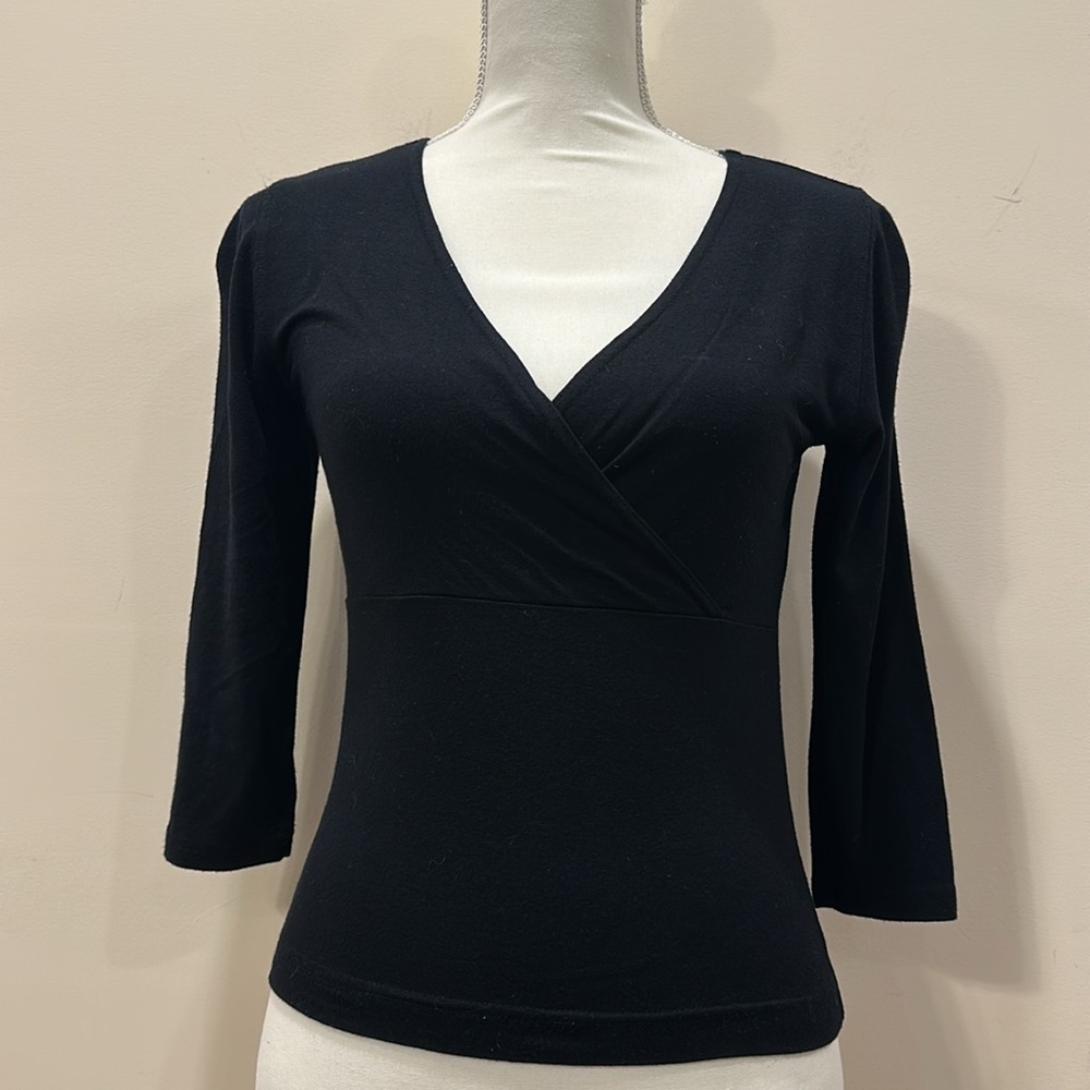 City Silk Black 3/4 Sleeve Shirt PS